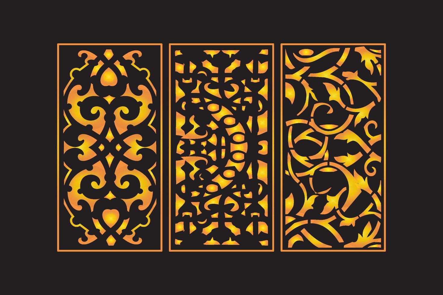 Decorative Die Cut Floral Seamless Abstract Pattern Laser Cut Panels Gold Template vector