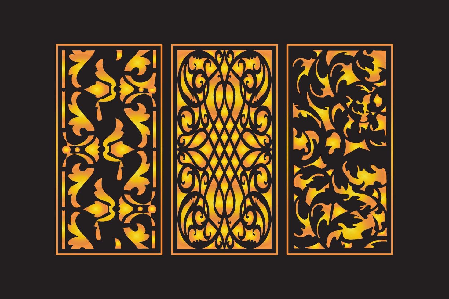 Decorative Die Cut Floral Seamless Abstract Pattern Laser Cut Panels Gold Template vector