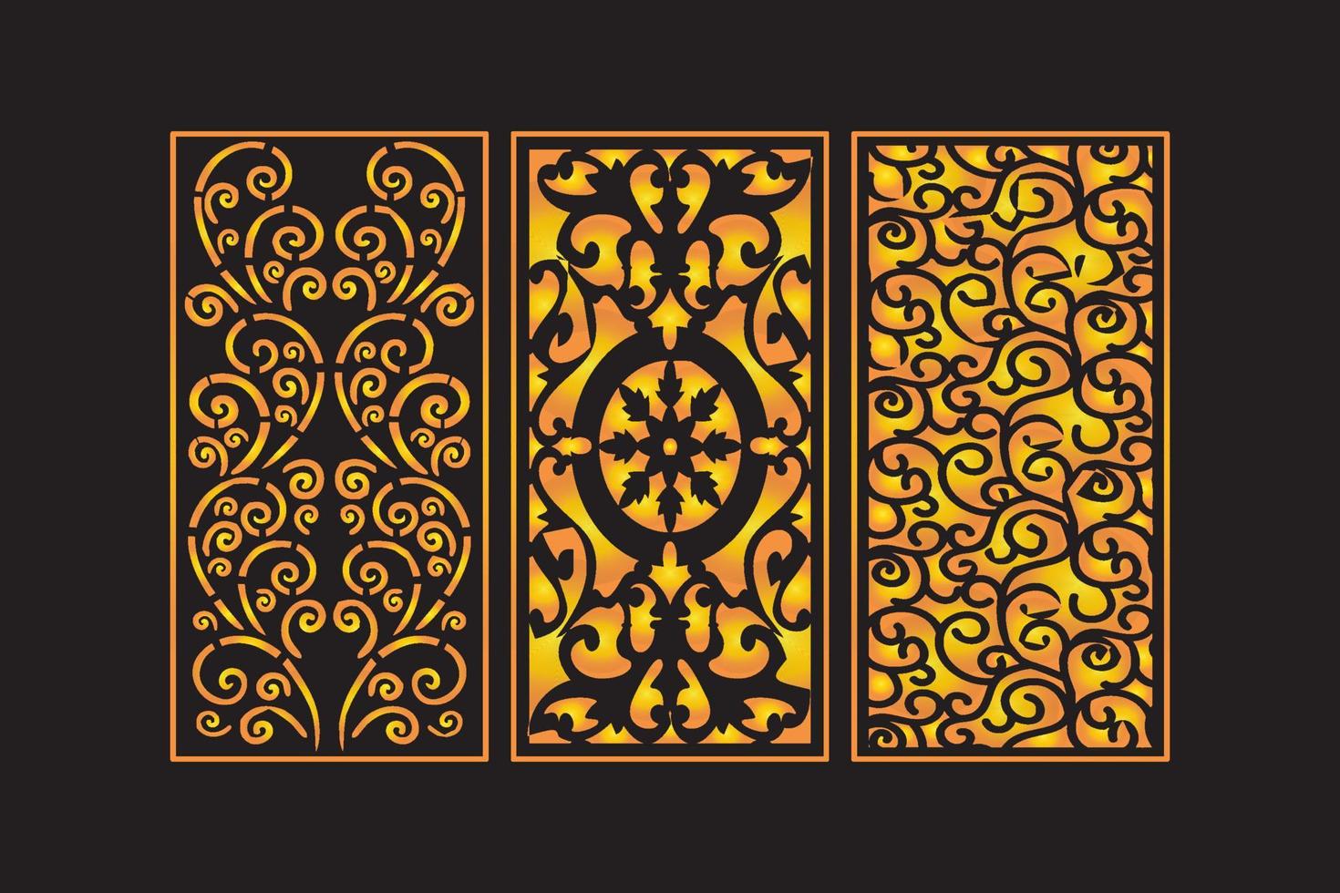 decorativo troquelado floral sin fisuras patrón abstracto paneles cortados con láser plantilla de oro vector