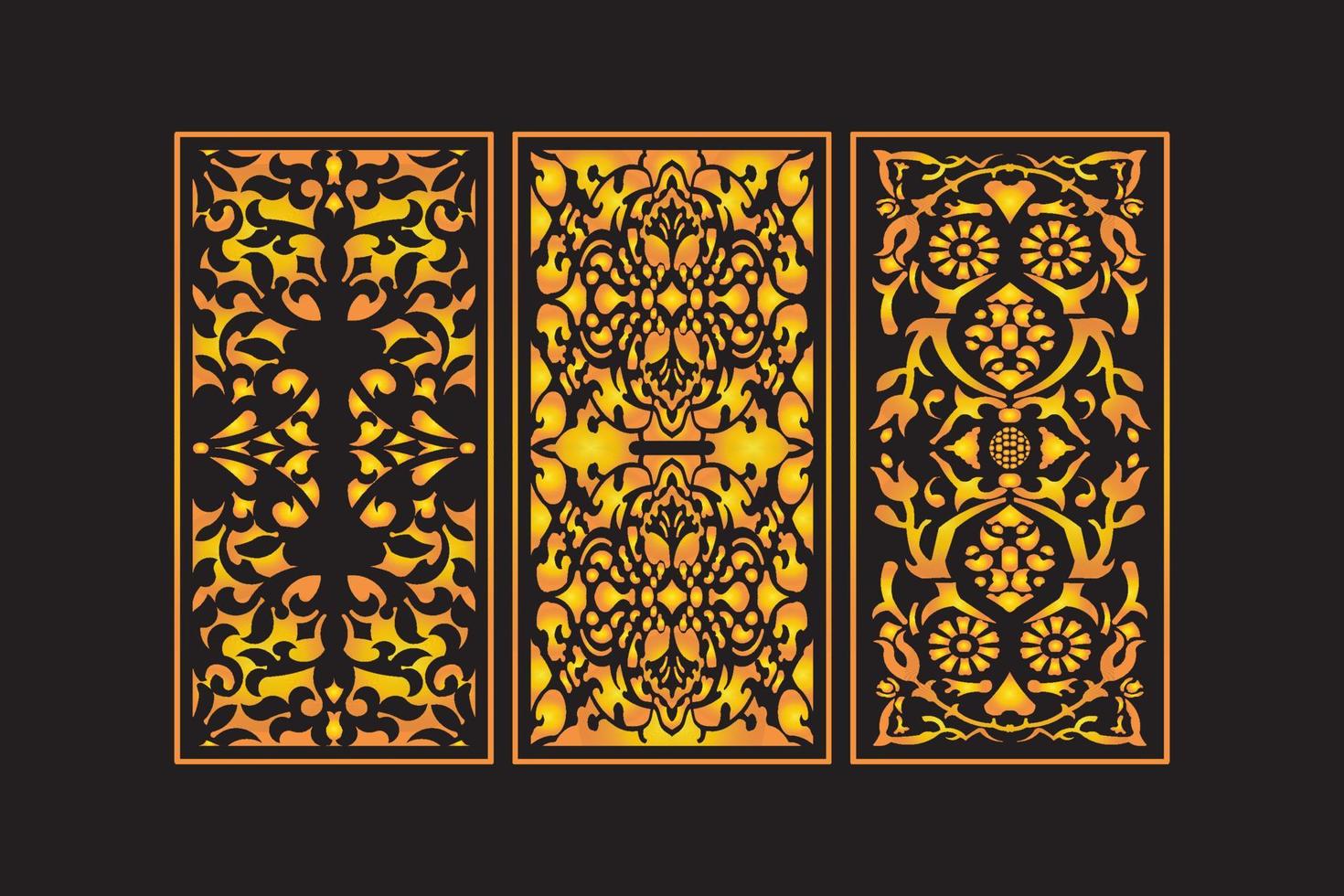 decorativo troquelado floral sin fisuras patrón abstracto paneles cortados con láser plantilla de oro vector