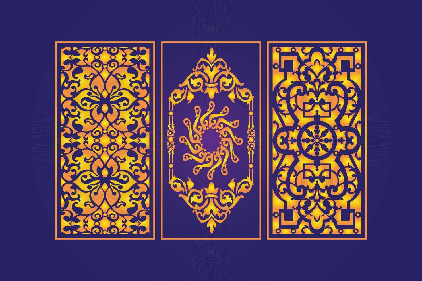 Decorative Die Cut Floral Seamless Abstract Pattern Laser Cut Panels Gold Template vector