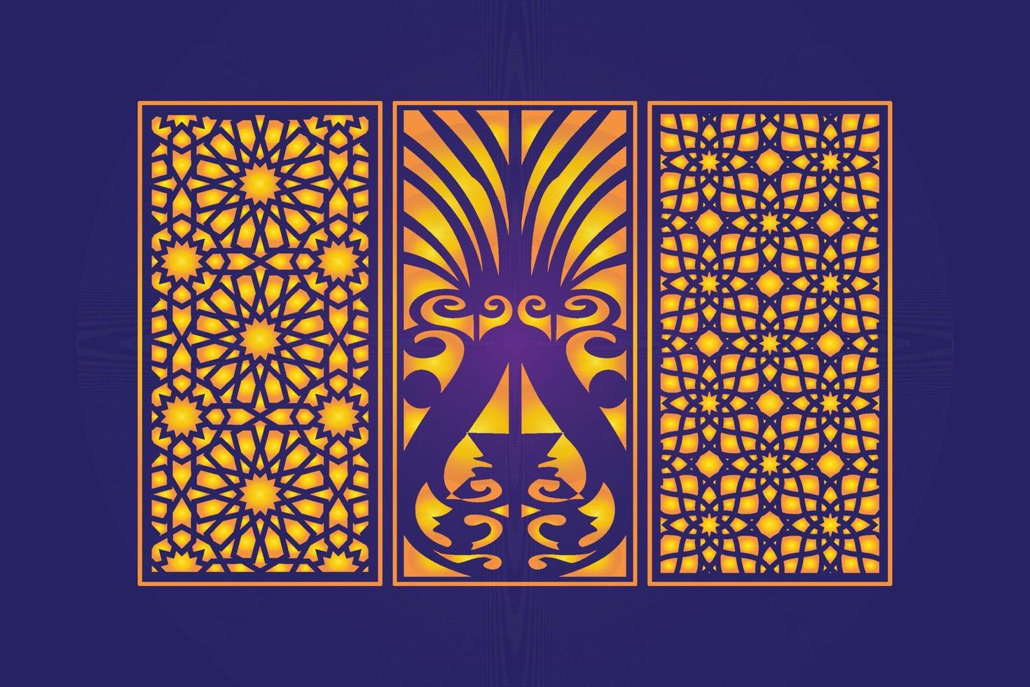 decorativo troquelado floral sin fisuras patrón abstracto paneles cortados con láser plantilla de oro vector