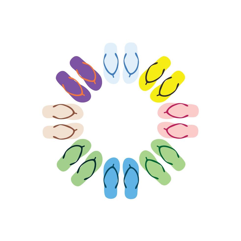 Darse prisa espalda Nido una colección de sandalias de colores que forman un vector de círculo de  logotipo plano 7835782 Vector en Vecteezy