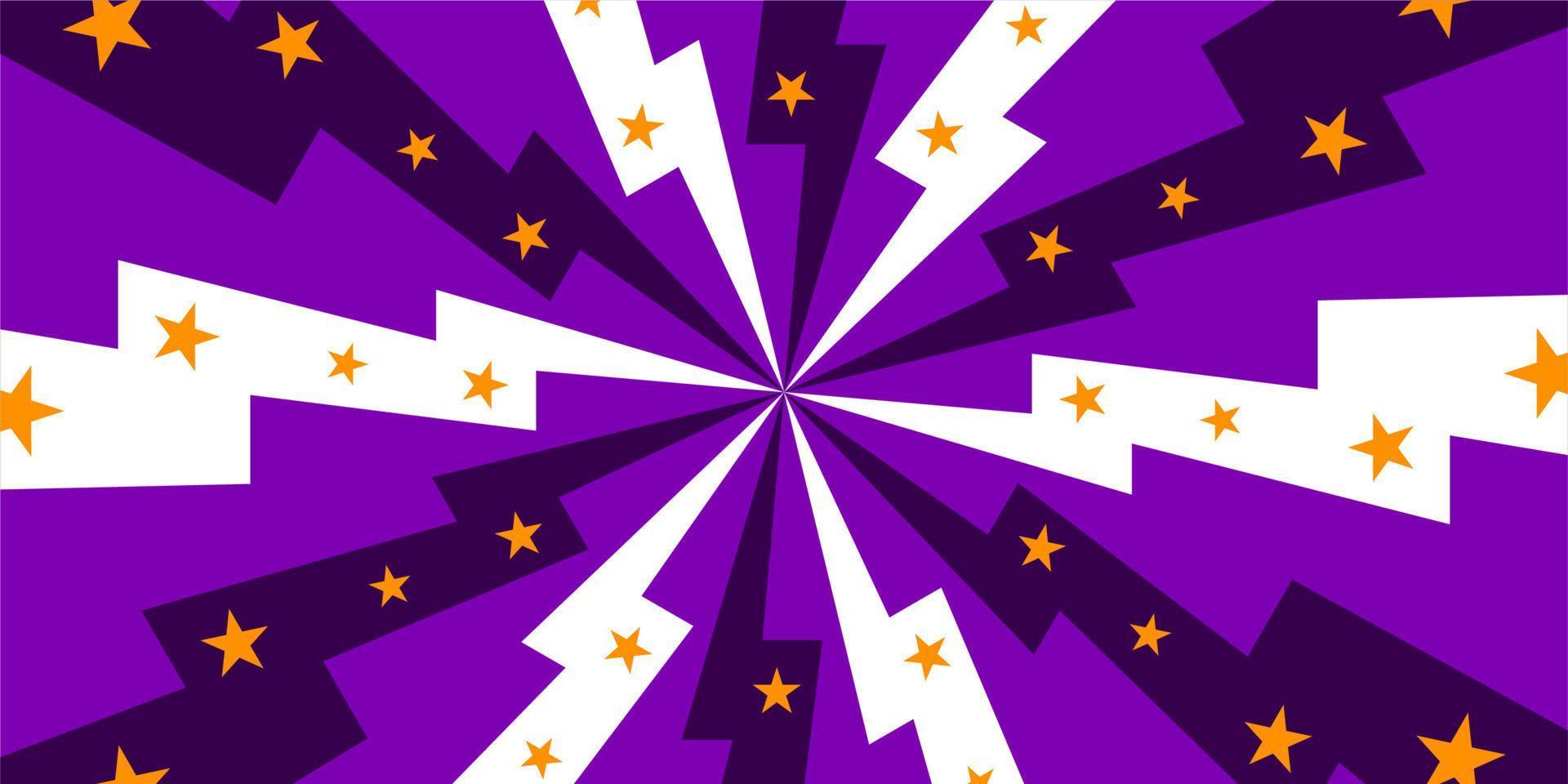 fondo púrpura cómico con estrella y trueno vector
