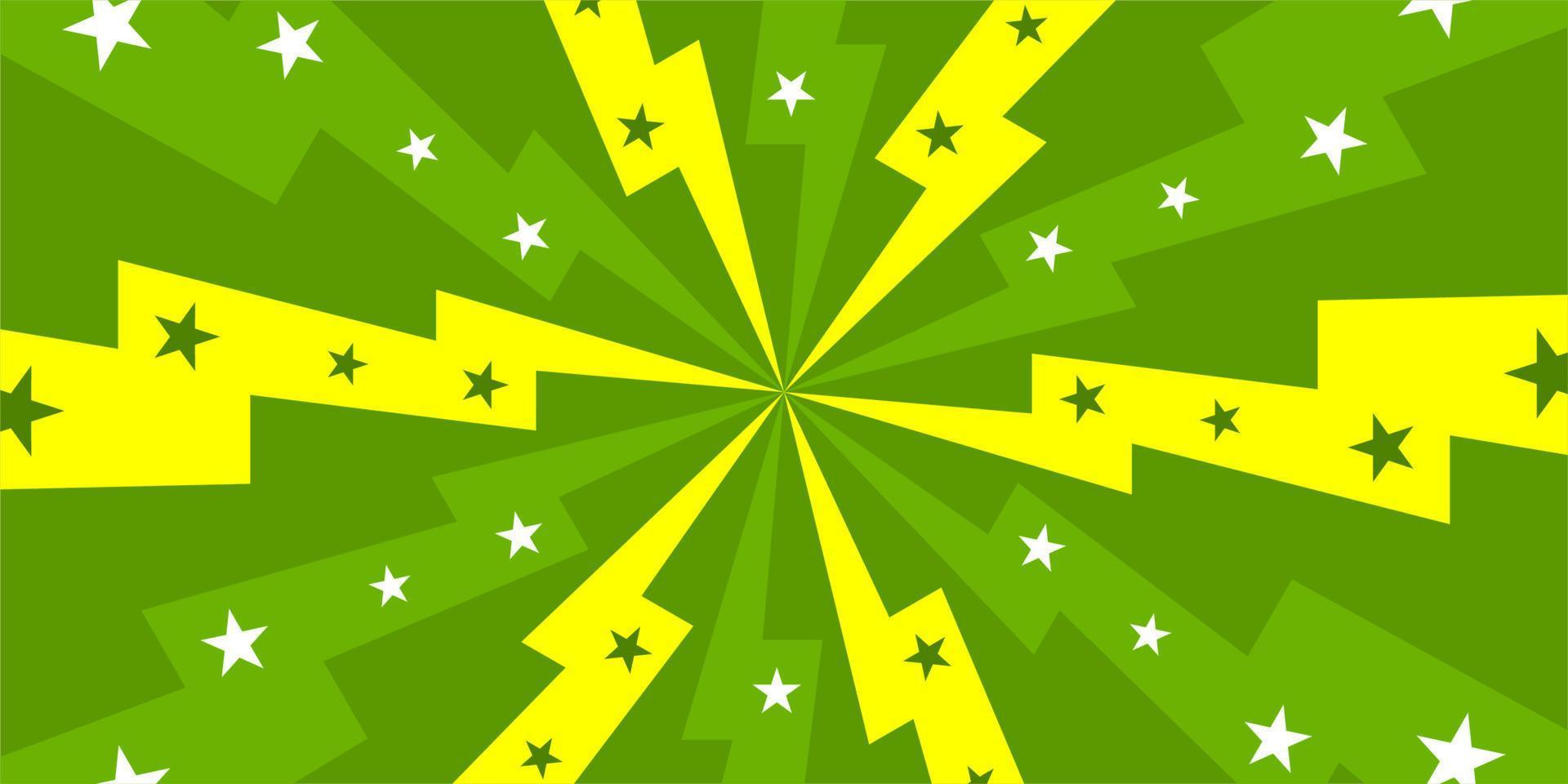 Comic green background with star and thunder vector