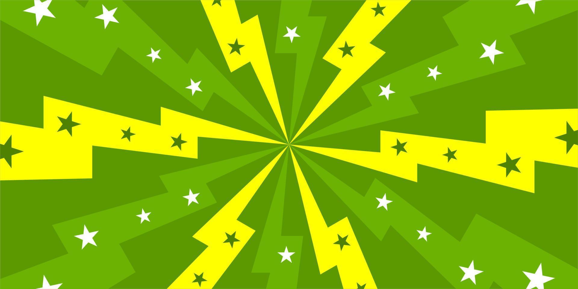 Comic green background with star and thunder vector