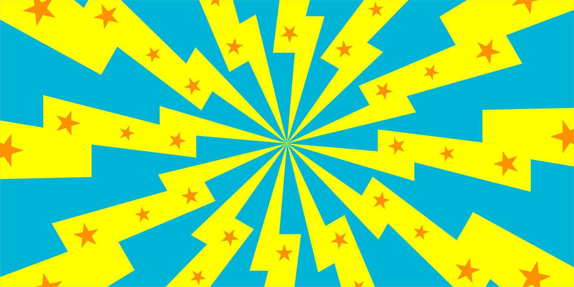 Comic cartoon blue and yellow background with star and thunder vector