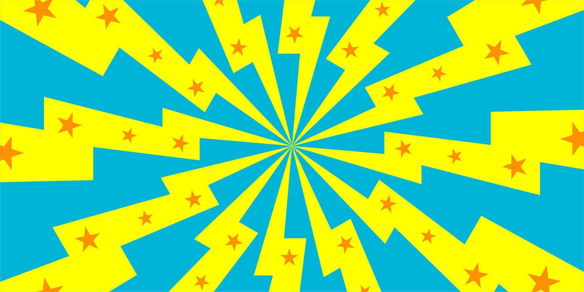 historieta cómica de fondo azul y amarillo con estrellas y truenos vector