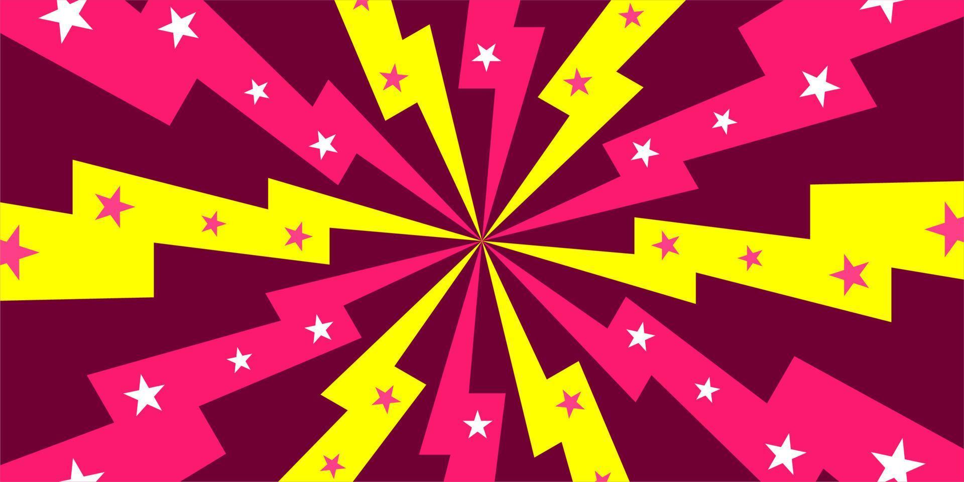 Comic cartoon pink background with star and thunder vector