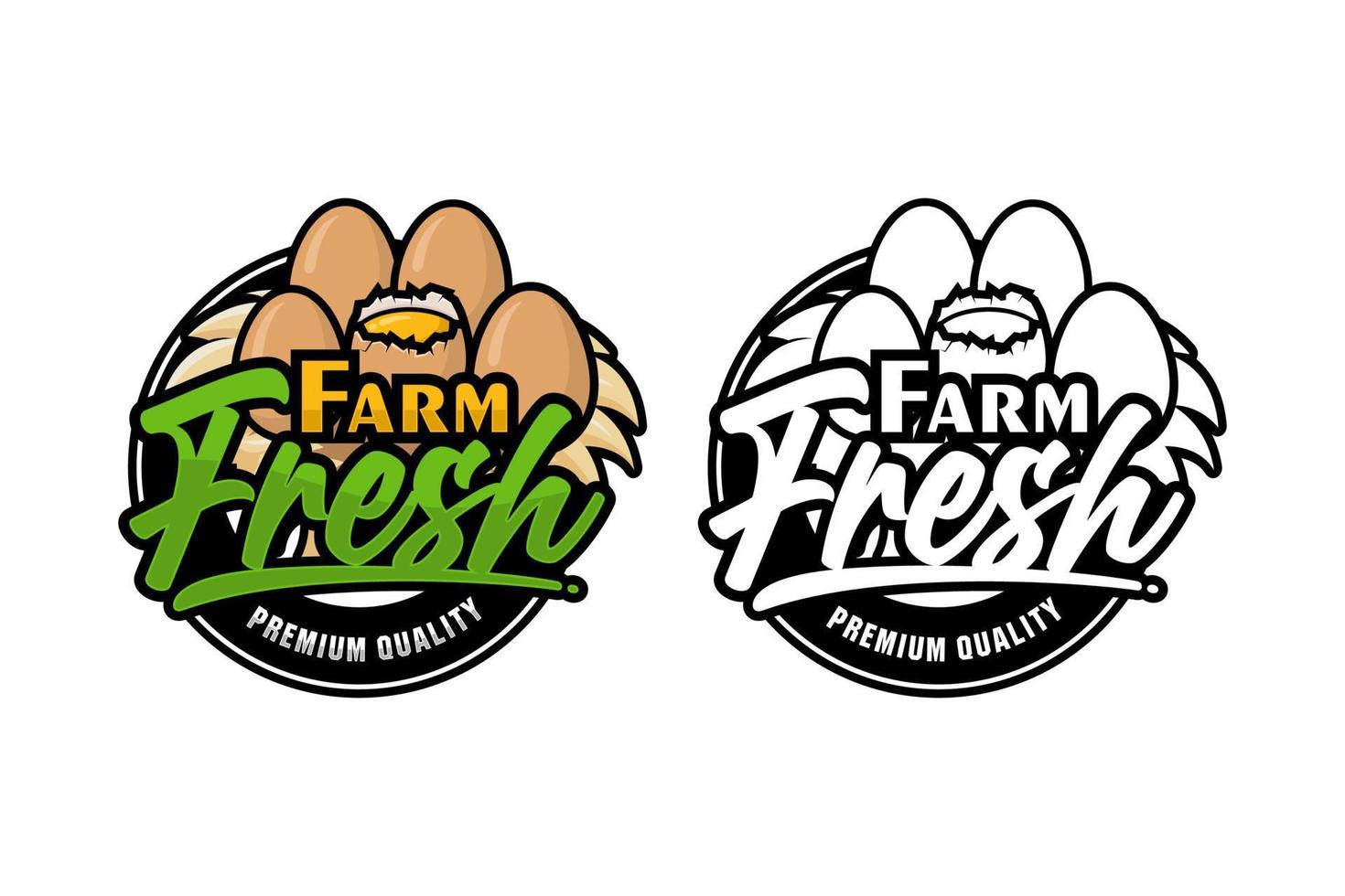 logotipo de diseño de calidad premium de huevos frescos de granja vector
