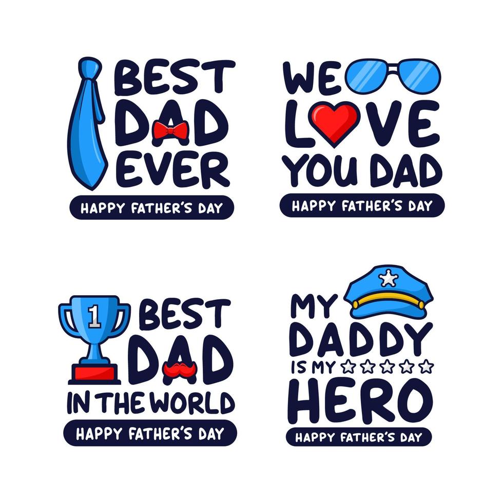 Fathers day lettering sticker design logo collection vector