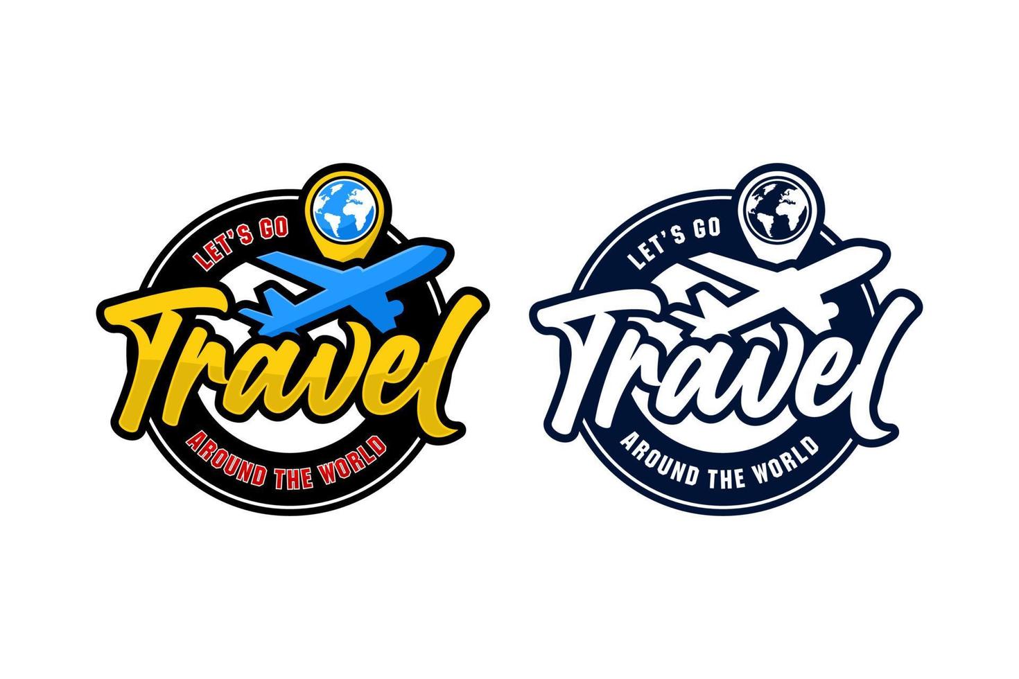 Lets go travel around the world vector design logo set