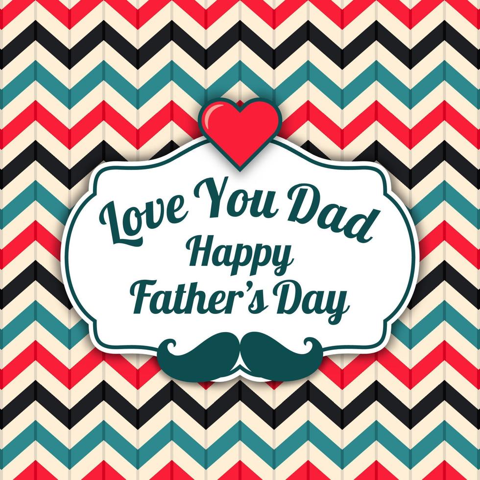 Happy fathers day card banner love you dad vintage style vector design