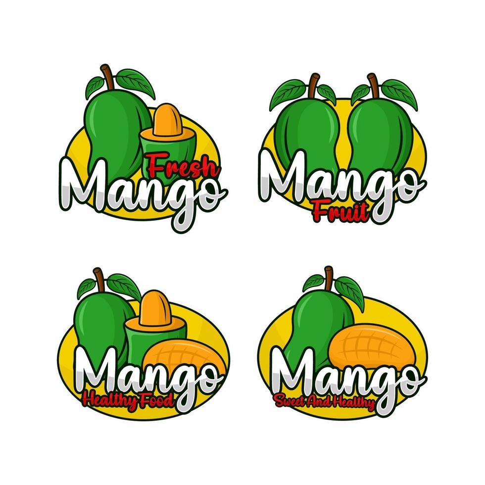 colección de logotipos de diseño de vectores de frutas de mango verde