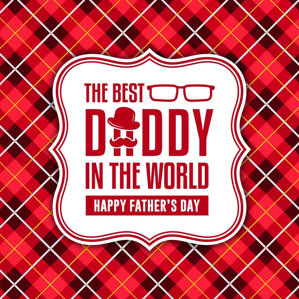 Happy fathers day card banner best daddy in the world red color vector design background