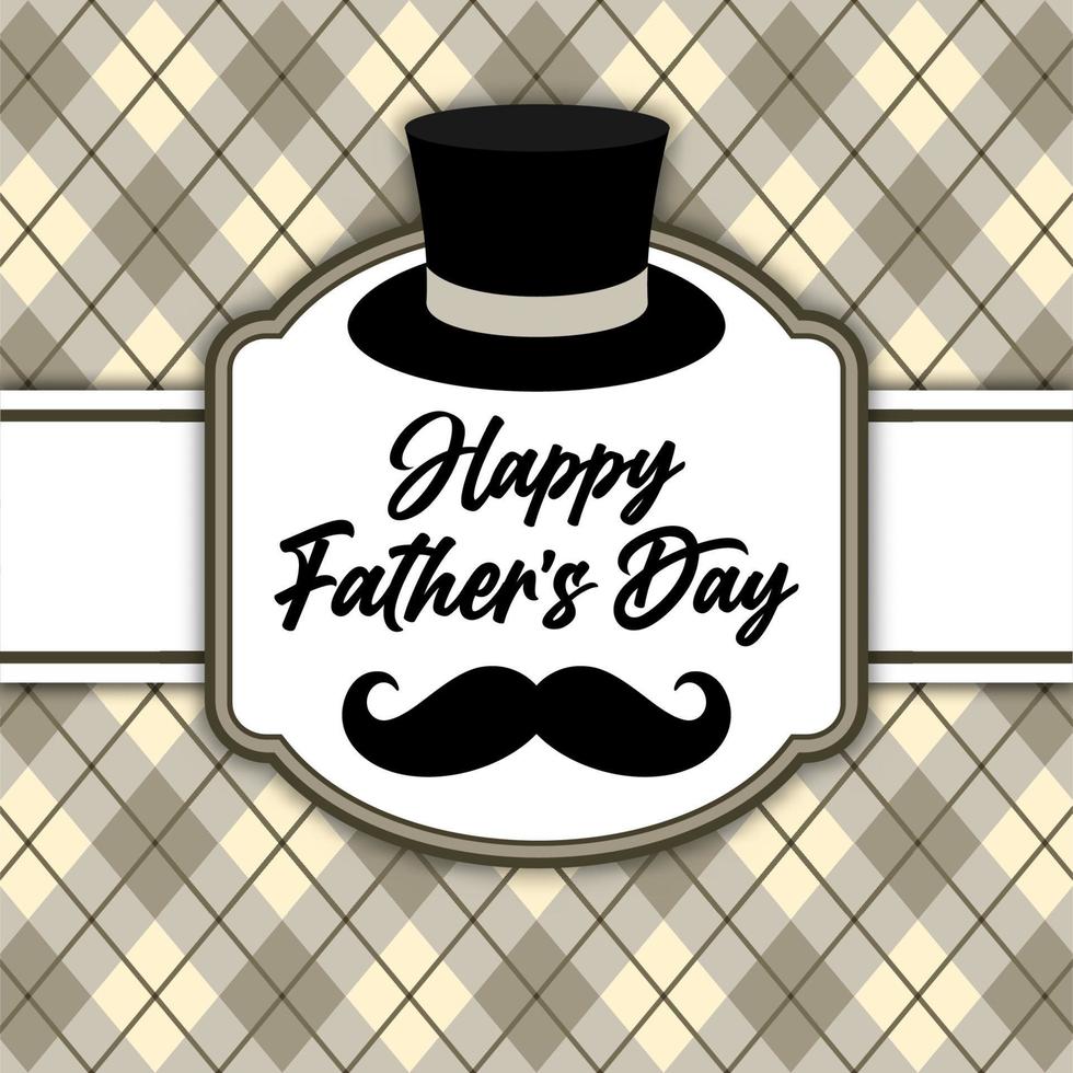 Happy fathers day card banner mustache and hat vector design background