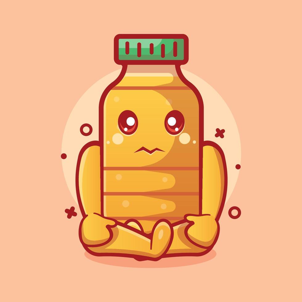 funny cooking oil bottle character mascot with sad expression isolated cartoon in flat style design vector