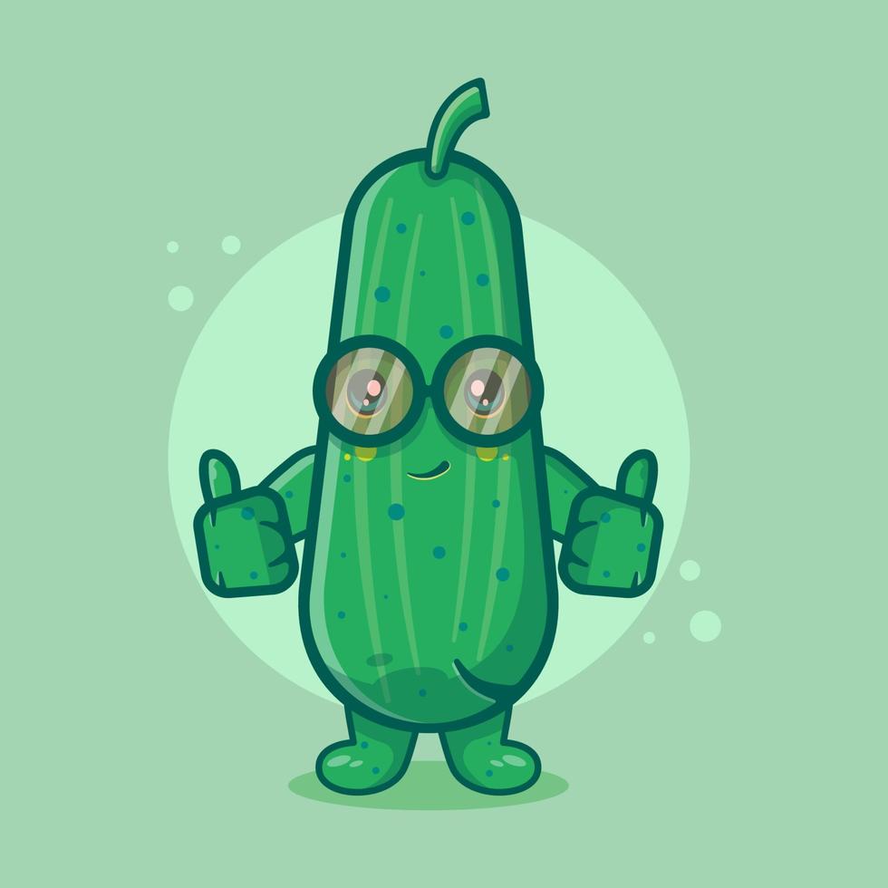 cute cucumber character mascot with thumb up hand gesture isolated cartoon in flat style design vector