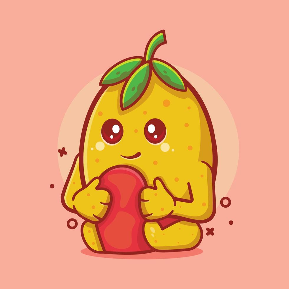 mascota de personaje de limón kawaii sosteniendo un signo de corazón de amor dibujos animados aislados en un diseño de estilo plano. gran recurso para icono, símbolo, logo, pegatina, banner. vector