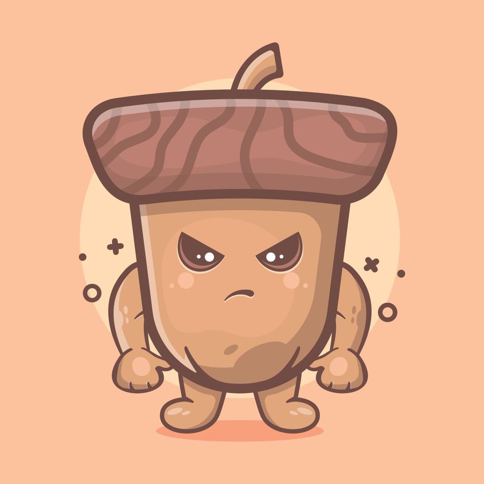 Acorn character mascot with mad gesture isolated cartoon in flat style design vector
