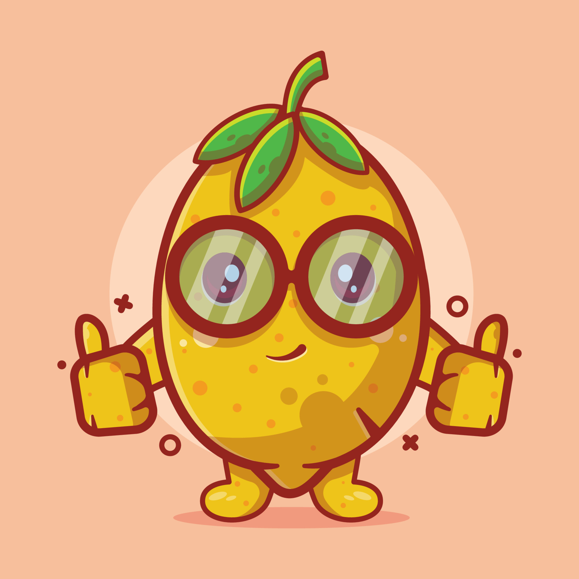 cute lemon character mascot with thumb up hand gesture isolated cartoon ...