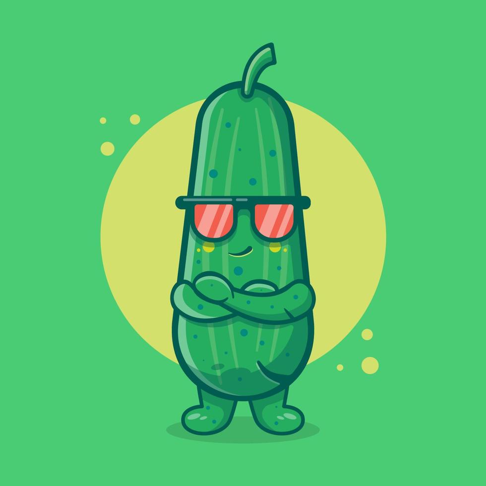 dibujos animados aislados de la mascota del personaje de pepino súper genial en un diseño de estilo plano. gran recurso para icono, símbolo, logo, pegatina, banner. vector