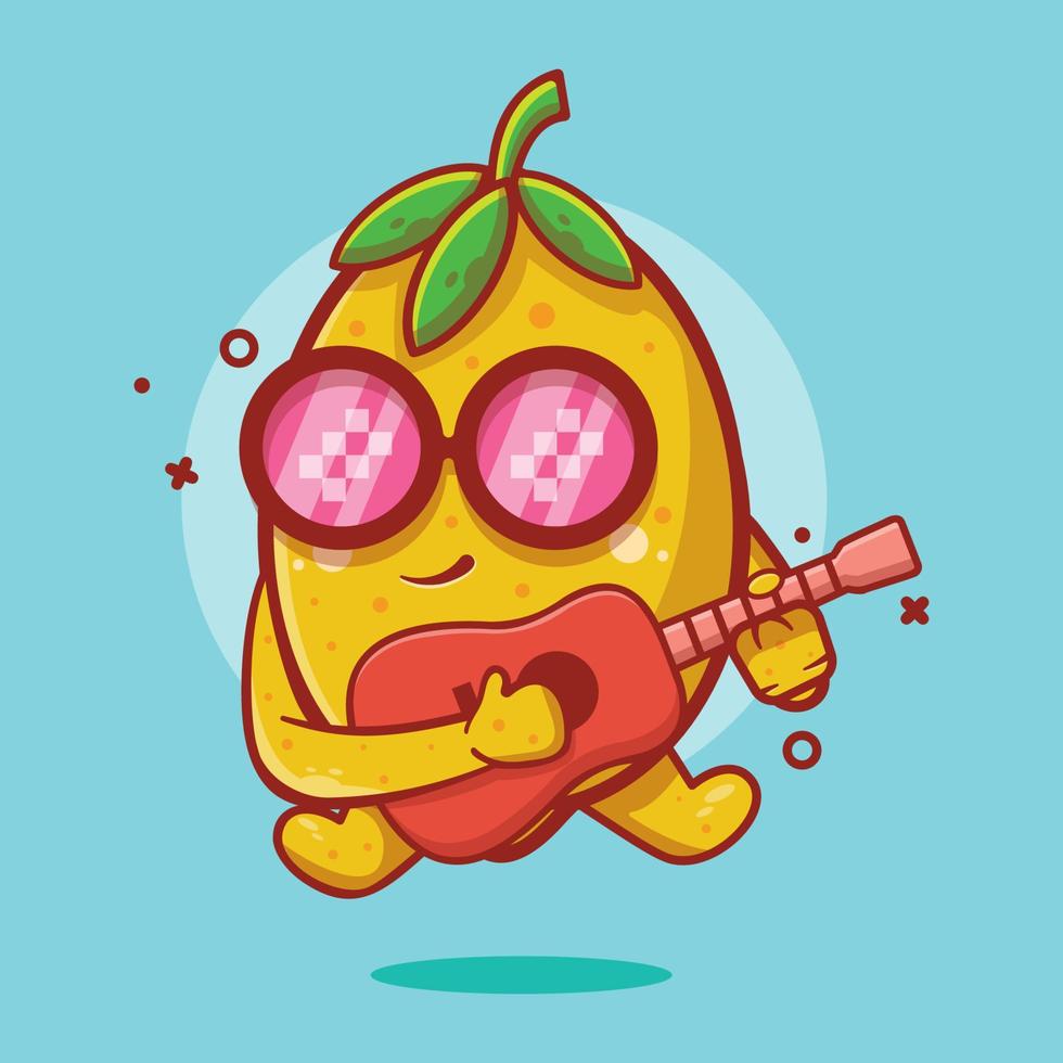 cool lemon character mascot playing guitar isolated cartoon in flat style design. great resource for icon,symbol, logo, sticker,banner. vector