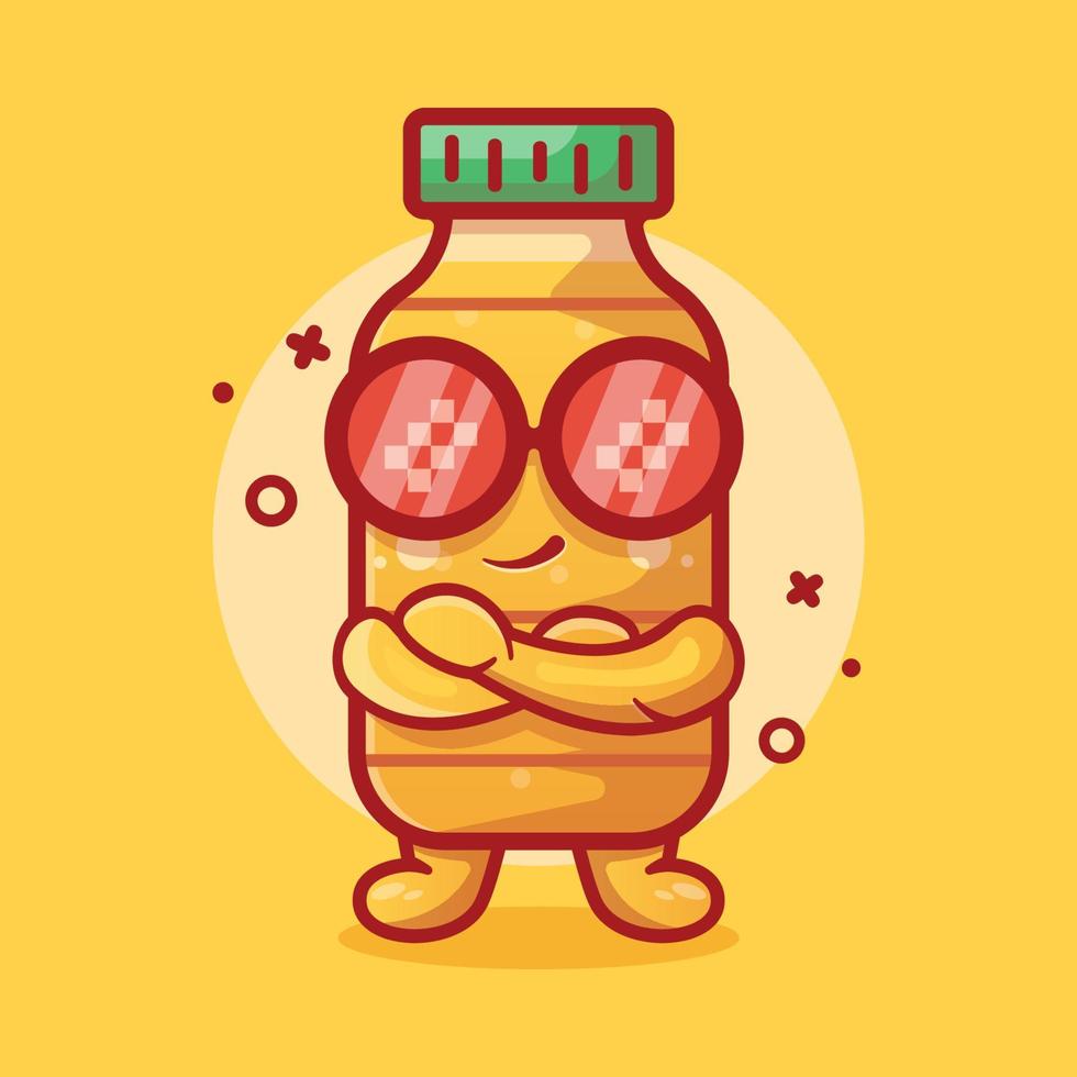 linda mascota de personaje de botella de aceite de cocina con dibujos animados aislados de gesto fresco en diseño de estilo plano vector
