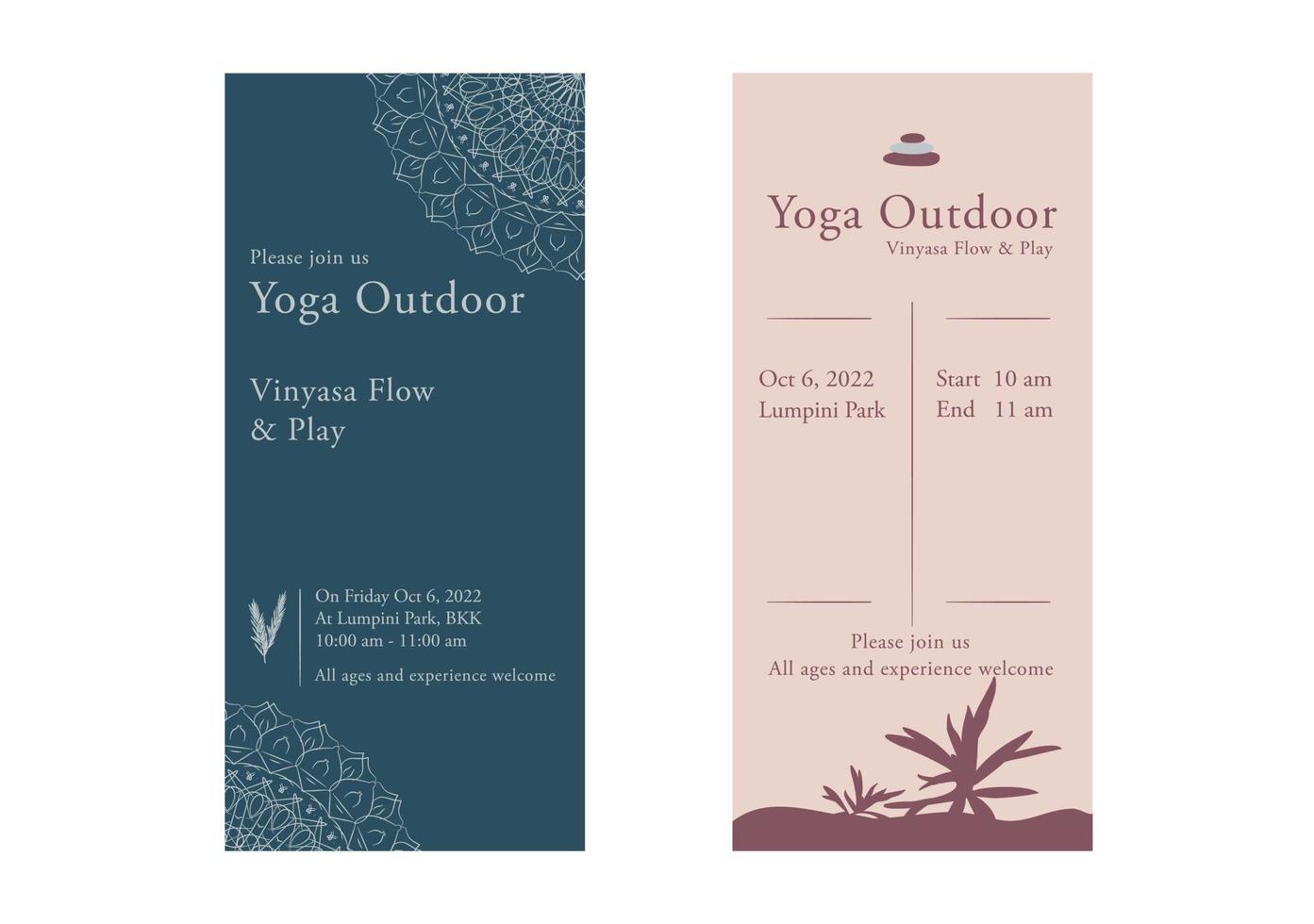 tarjeta de invitación de yoga y banner de plantilla vector