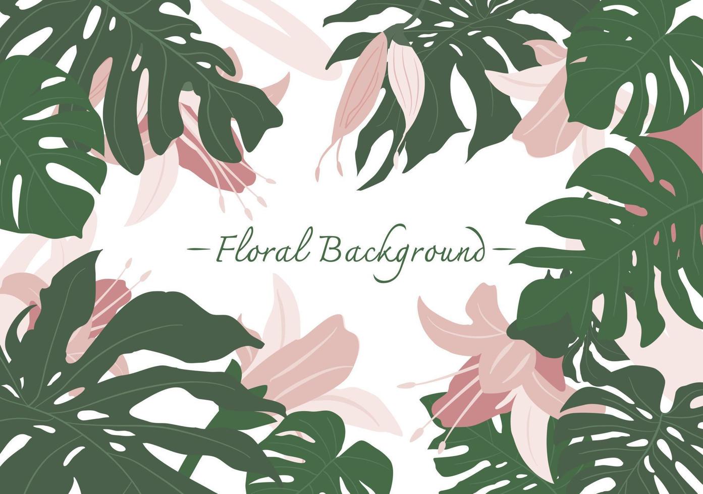 follaje tropical y fondo floral vector