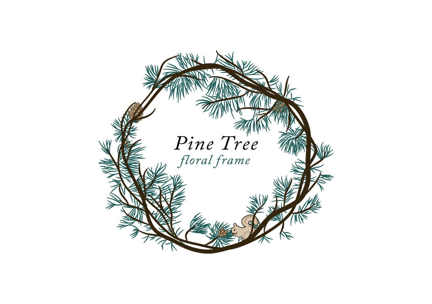 Pine tree circle frame banner template vector