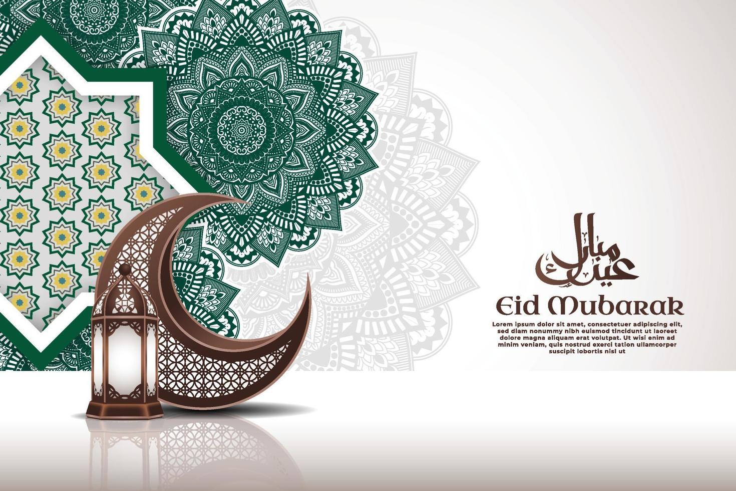 Mandala's and Realistic Ornaments Eid Mubarak Background Template vector