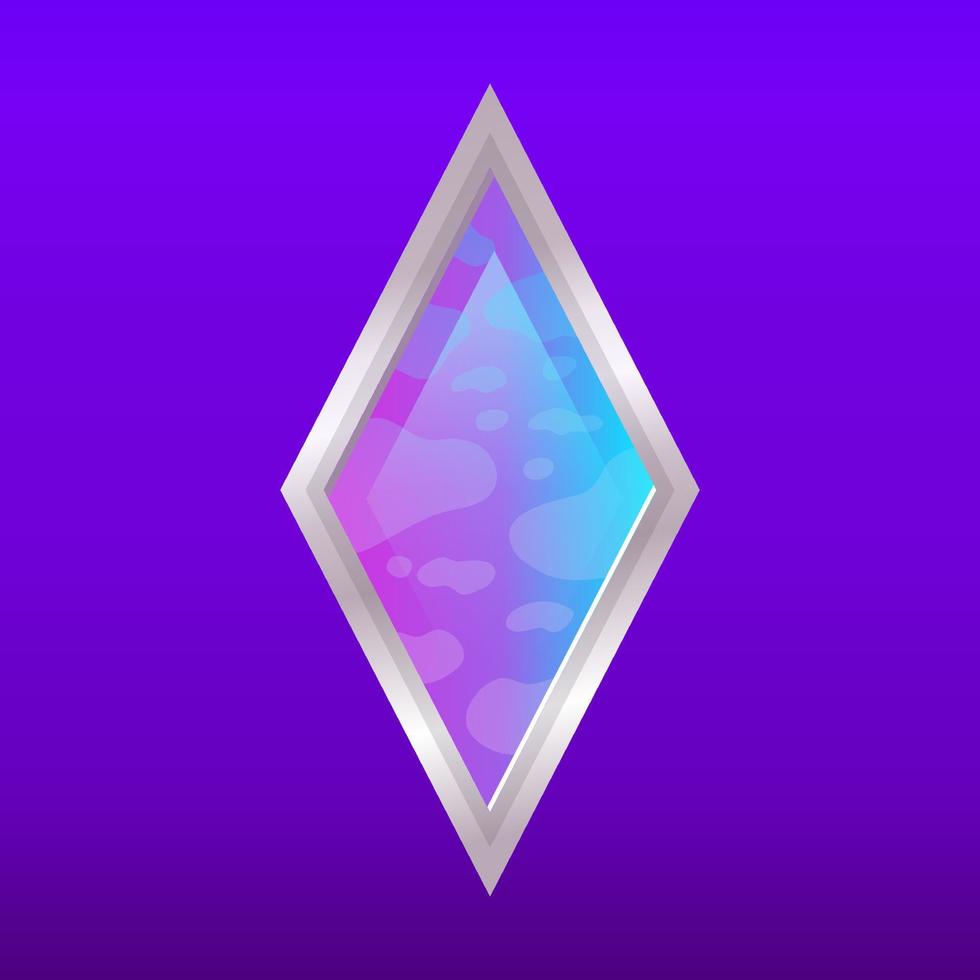 Game gem crystal for ui design and gaming achievement. Custom achievement. Cartoon vector illustration. Isolated gem for mobile app