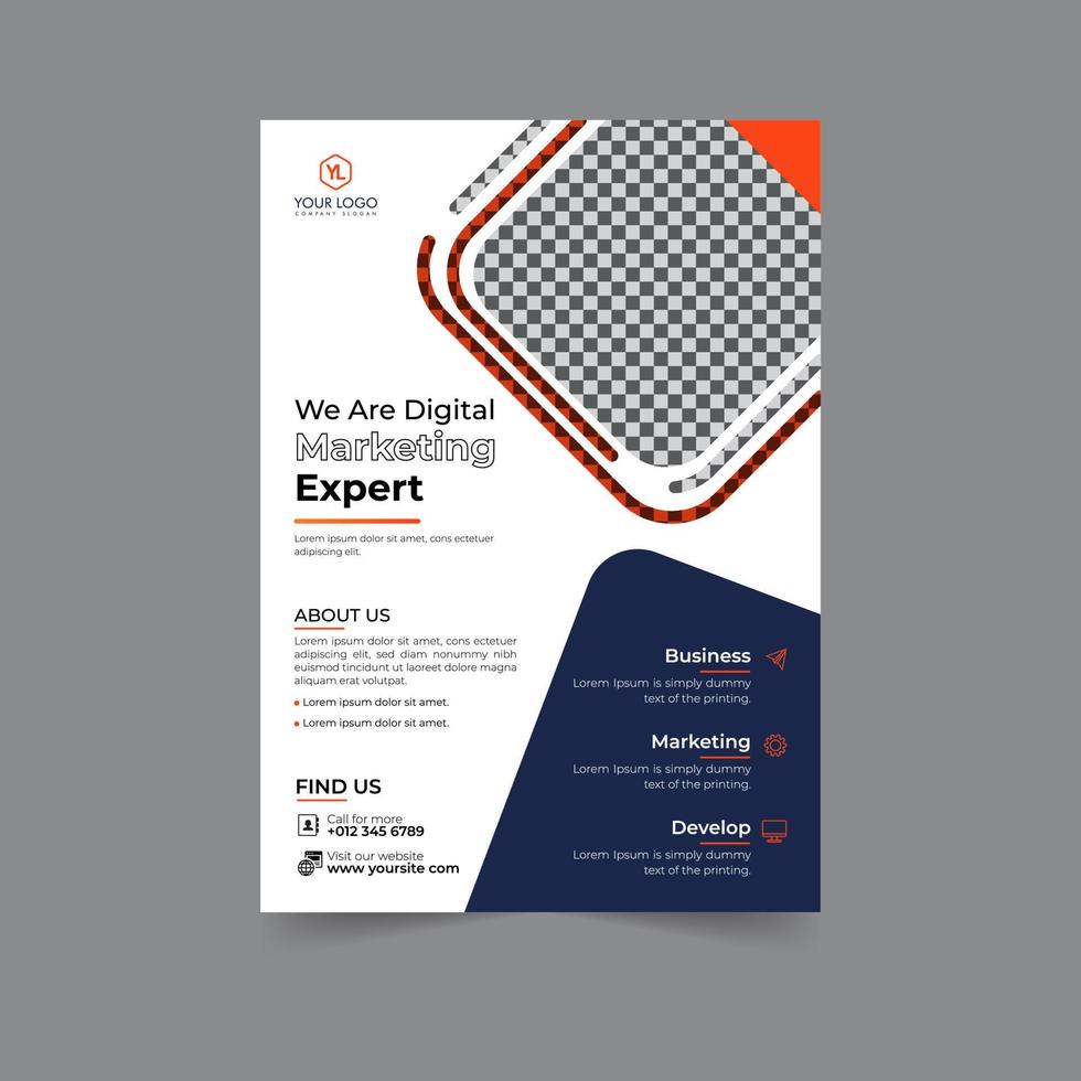 Business flyer design corporate flyer template geometric shape poster design brochure gradient abstract magazine background space for photo in A5 size vector