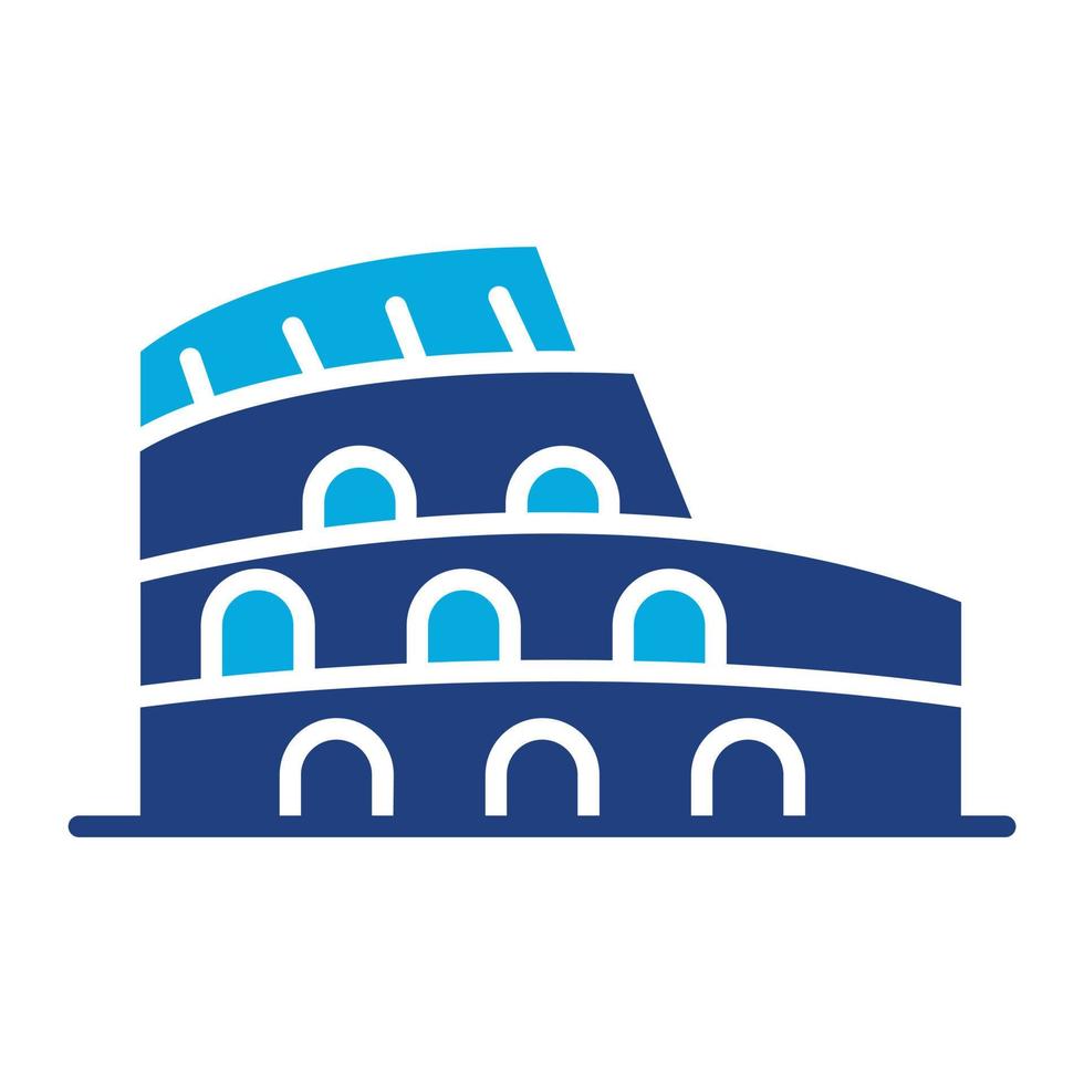 coliseo glifo icono de dos colores vector