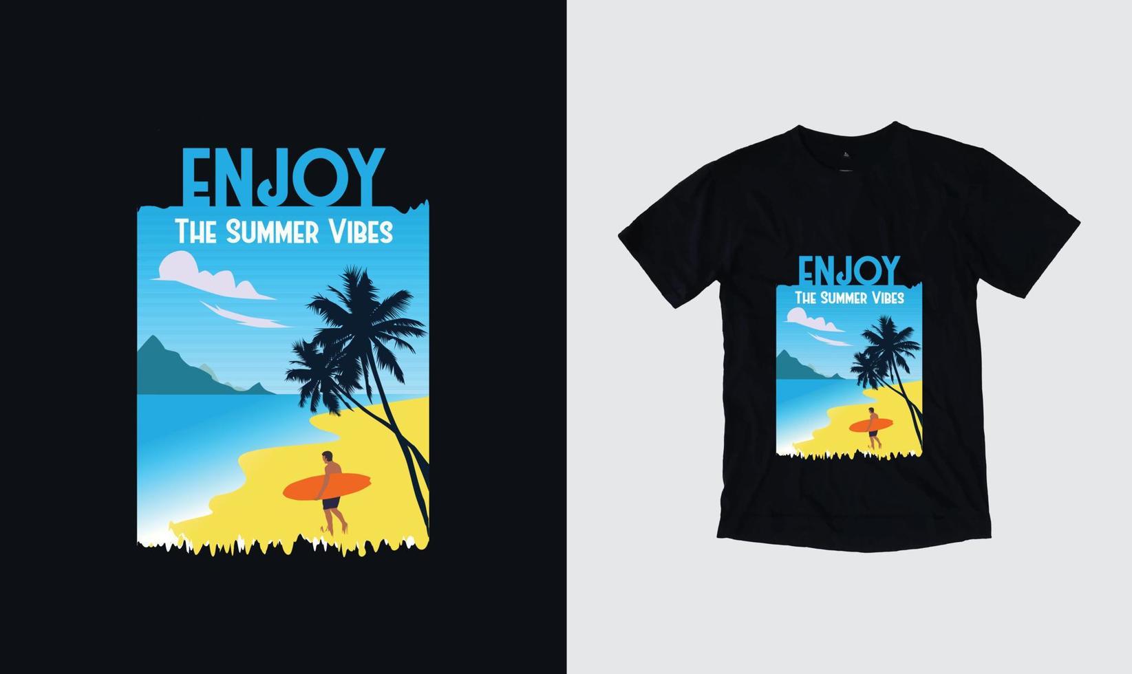 diseño de camisetas gráficas de verano, camisetas elegantes y diseños de ropa de moda con letras y diseños de ilustraciones vectoriales imprimibles. vector