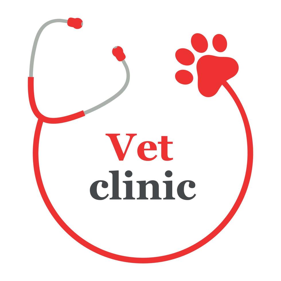 Stethoscope with dog paw and text vector