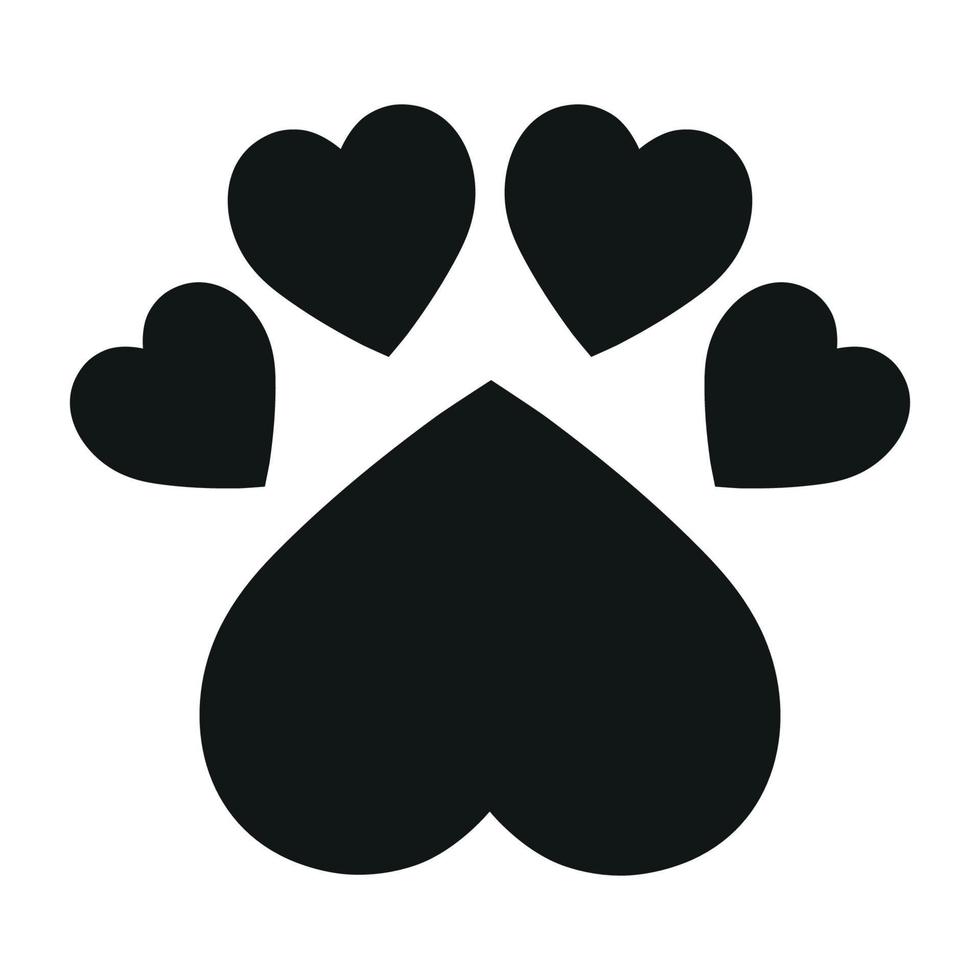 logotipo de pata de perro en forma de corazón vector