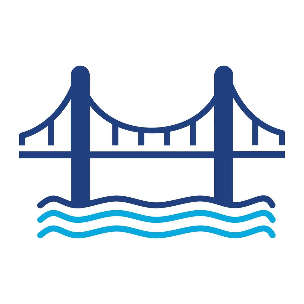 Golden Gate Bridge Glyph Two Color Icon vector