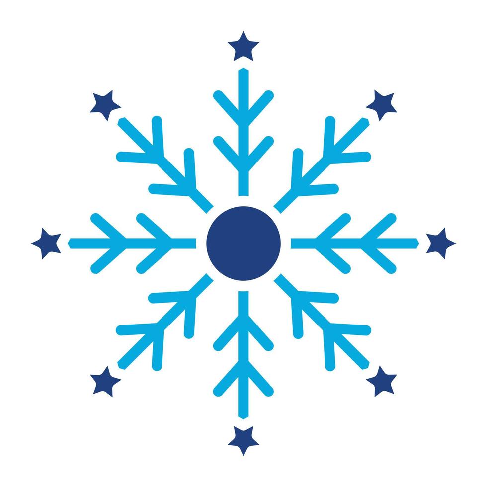 icono de dos colores de glifo de copo de nieve vector
