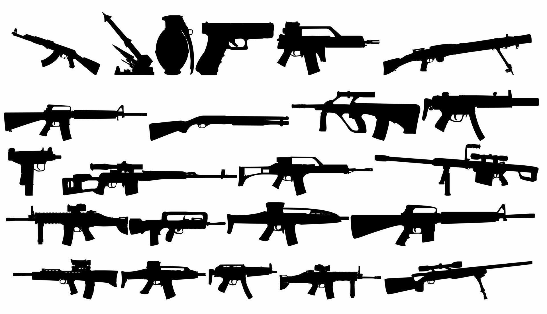 Army Weapons Black and white Vector 7837131 Vector Art at Vecteezy