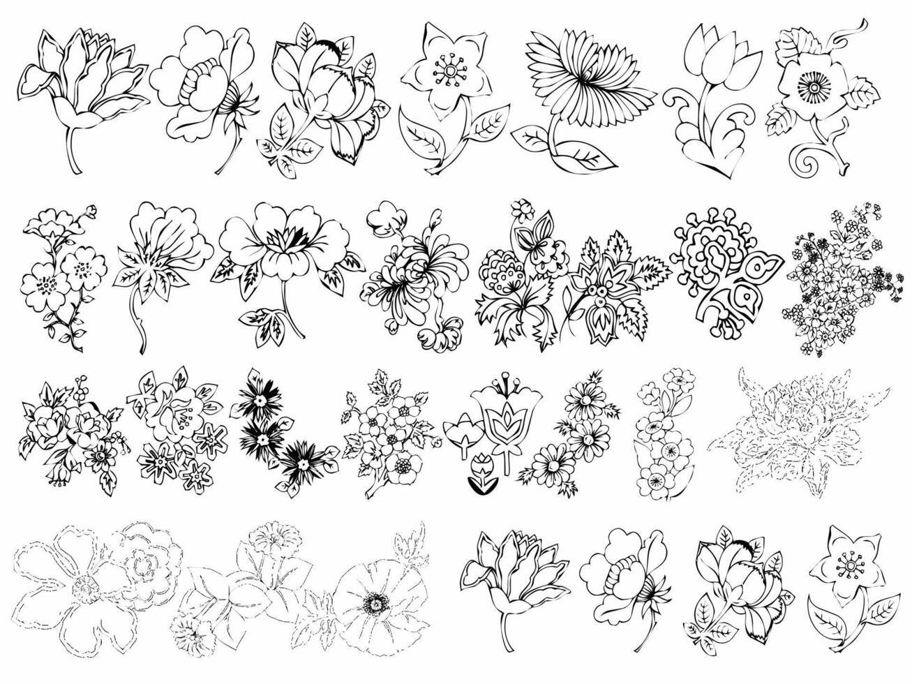 Flower drawing black and white vector 7837170 Vector Art at Vecteezy