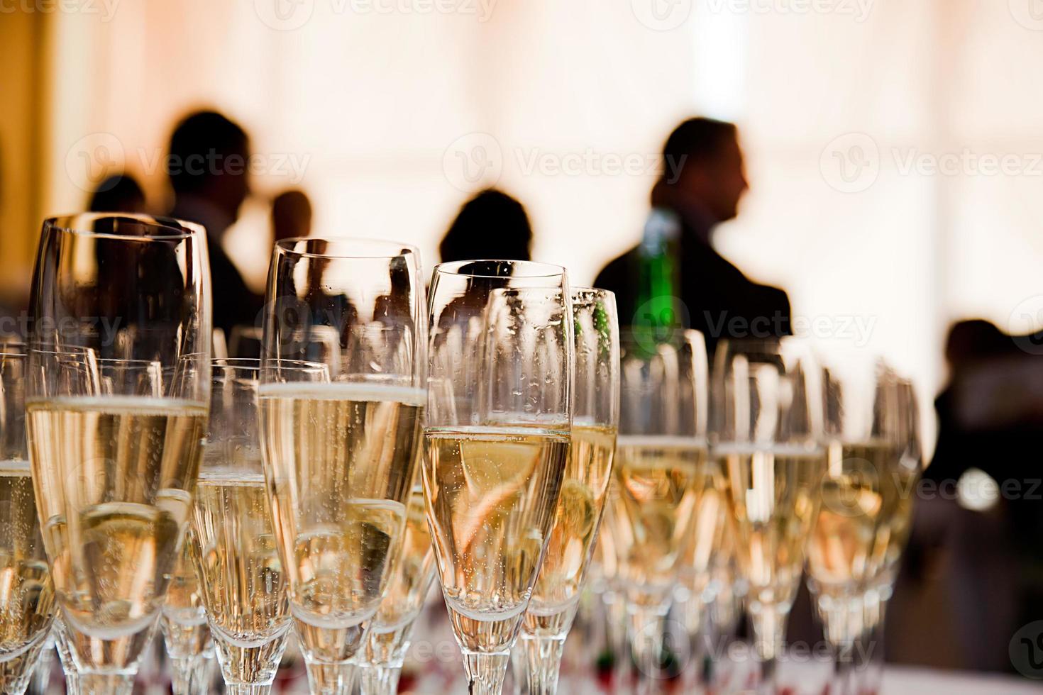 Champagne glasses at the party photo