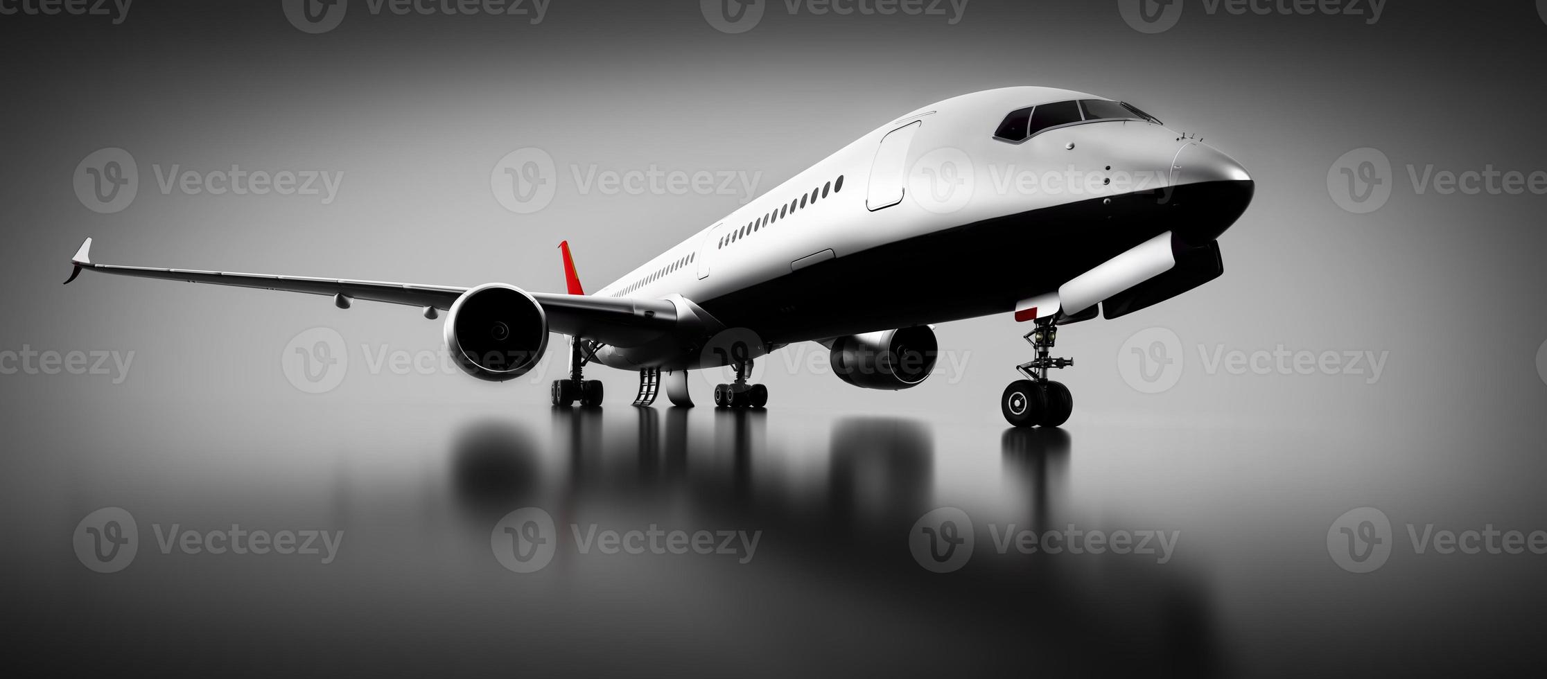 Passenger airplane in studio or hangar. Aircraft, airline photo