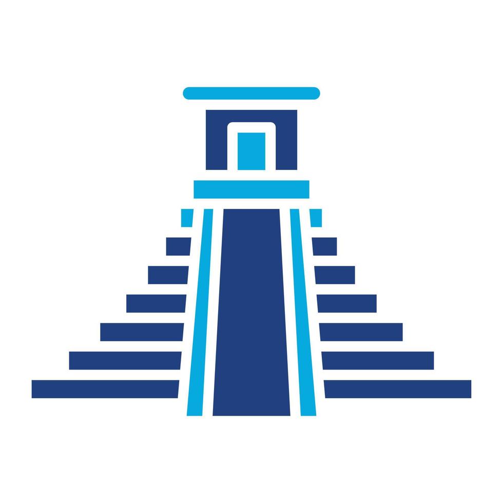 chichen itza glifo icono de dos colores vector