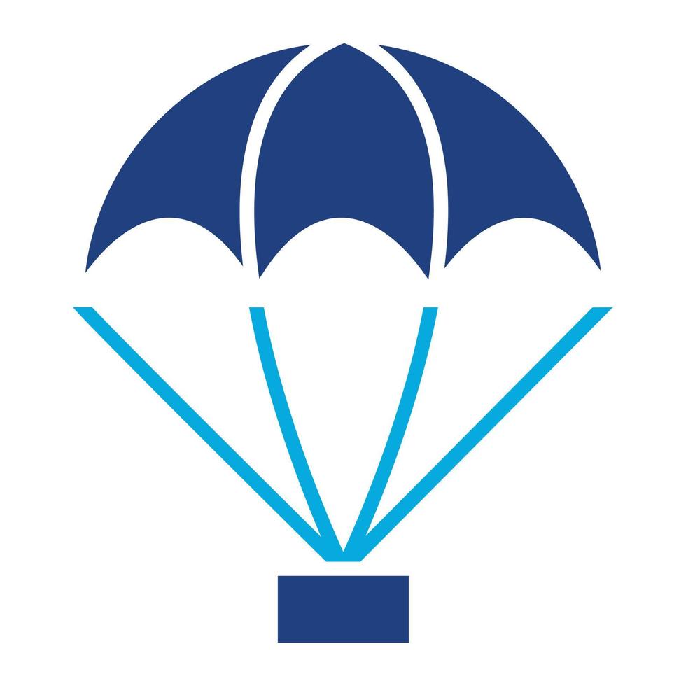 icono de dos colores de glifo de paracaídas vector