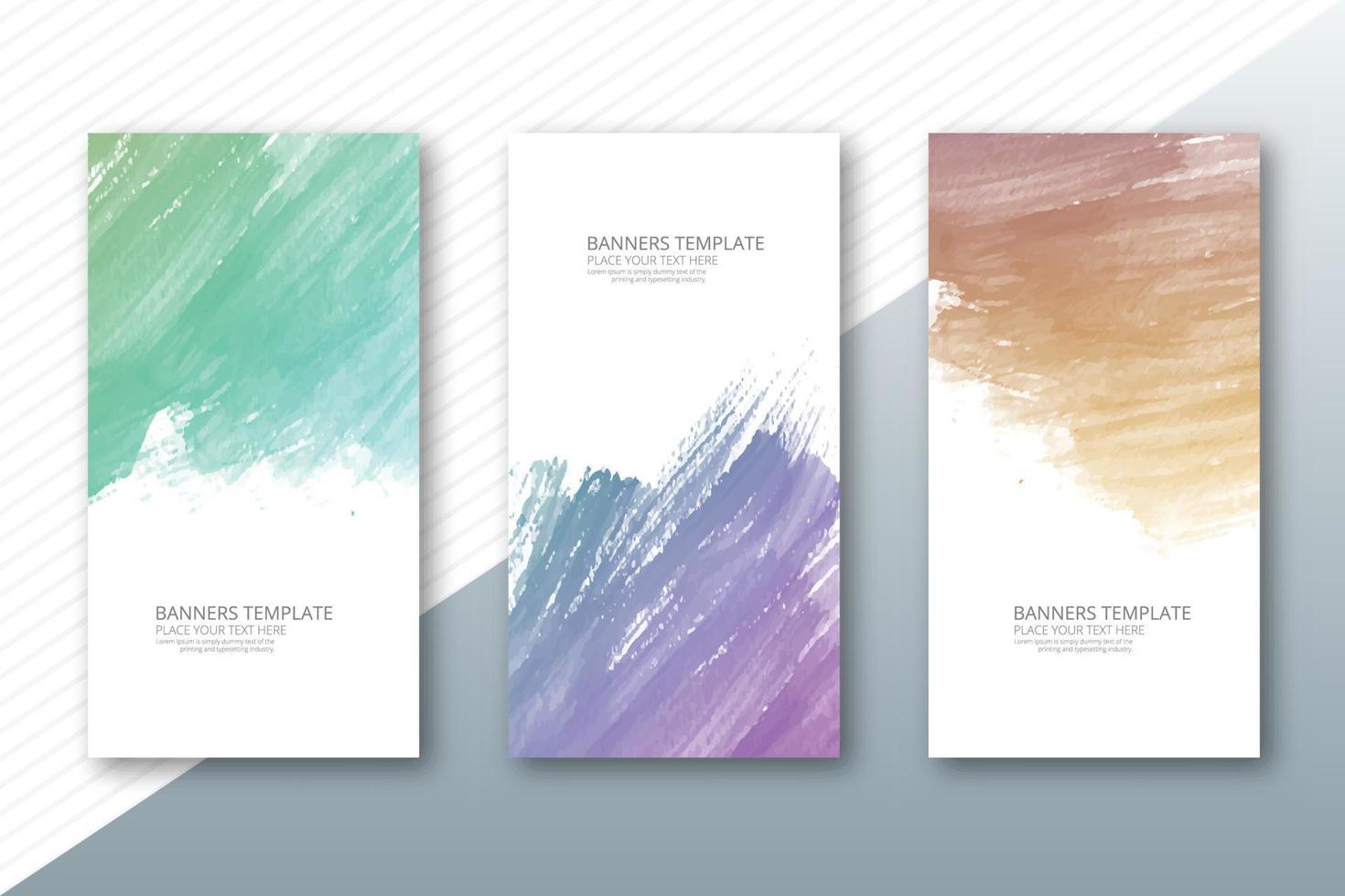 Abstract colorful watercolor paint brush banner set background vector