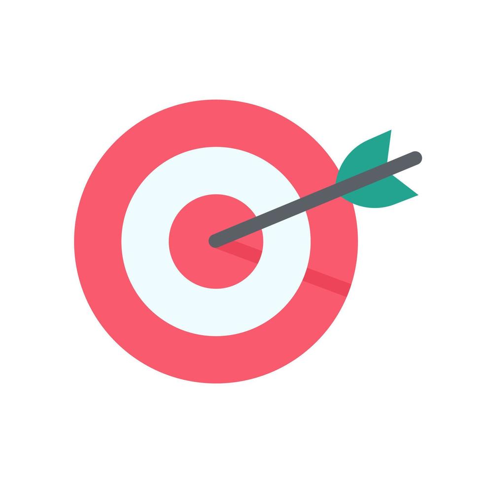 Arrows shot to the center of the target. business goal setting concept vector
