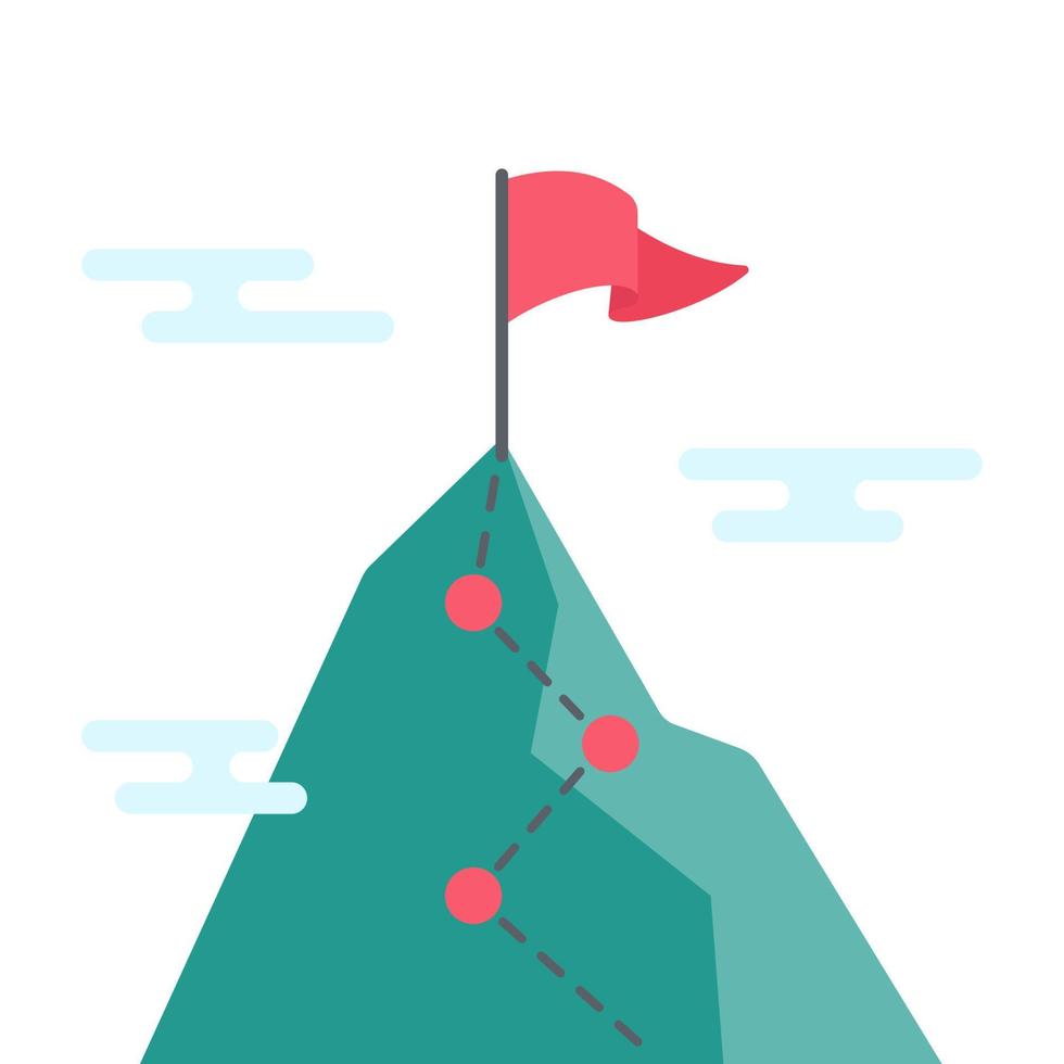red flags placed on high mountains Ideas for achieving business goals vector