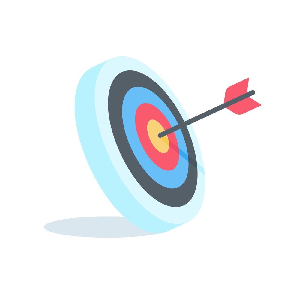 Arrows shot to the center of the target. business goal setting concept vector